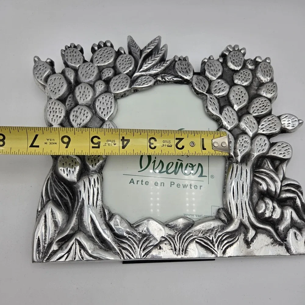 Vari Disenos Solid Mexican Pewter Picture Frame Prickly Pear Cactus 6